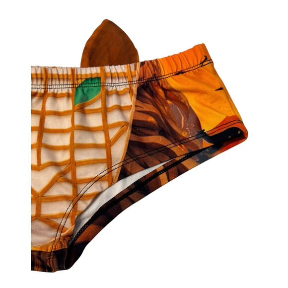 RAVE FESTIVAL Abstract Lion Mini Bootie Shorts With Cat Ears MEOW Sz S/M NEW - Picture 3 of 7